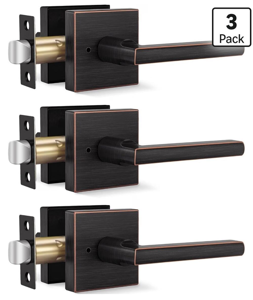 Goldenwarm 3 Pack Privacy Door Levers Oil Rubbed Bronze Bedroom Bathroom